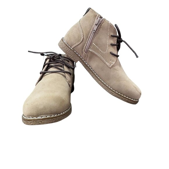 Sonoma Boys Ryderr Taupe Lace-Up Easy Zip Boots Size 2 Durable Suede - Picture 3 of 8